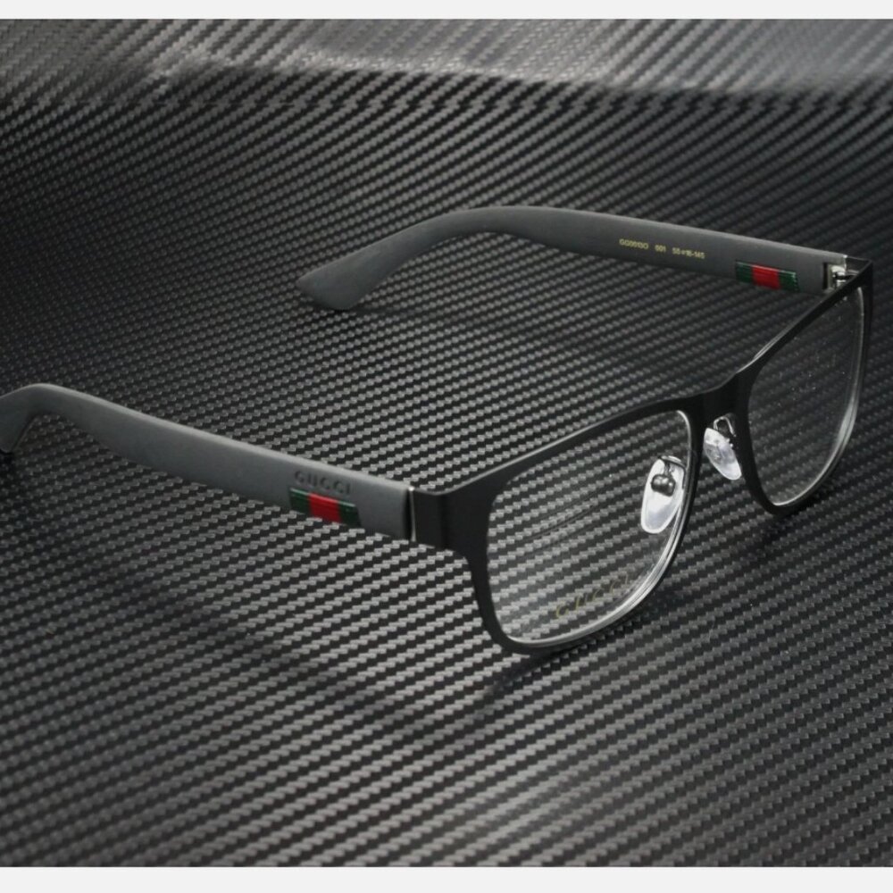 GUCCI Rectangular Square Black Demo Lens 55 mm Men's Eyeglasses - Picture 3 of 4